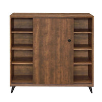 Wooden Shoe Cabinet with 2 Sliding Doors and Splayed Legs in Oak Brown - BM211129