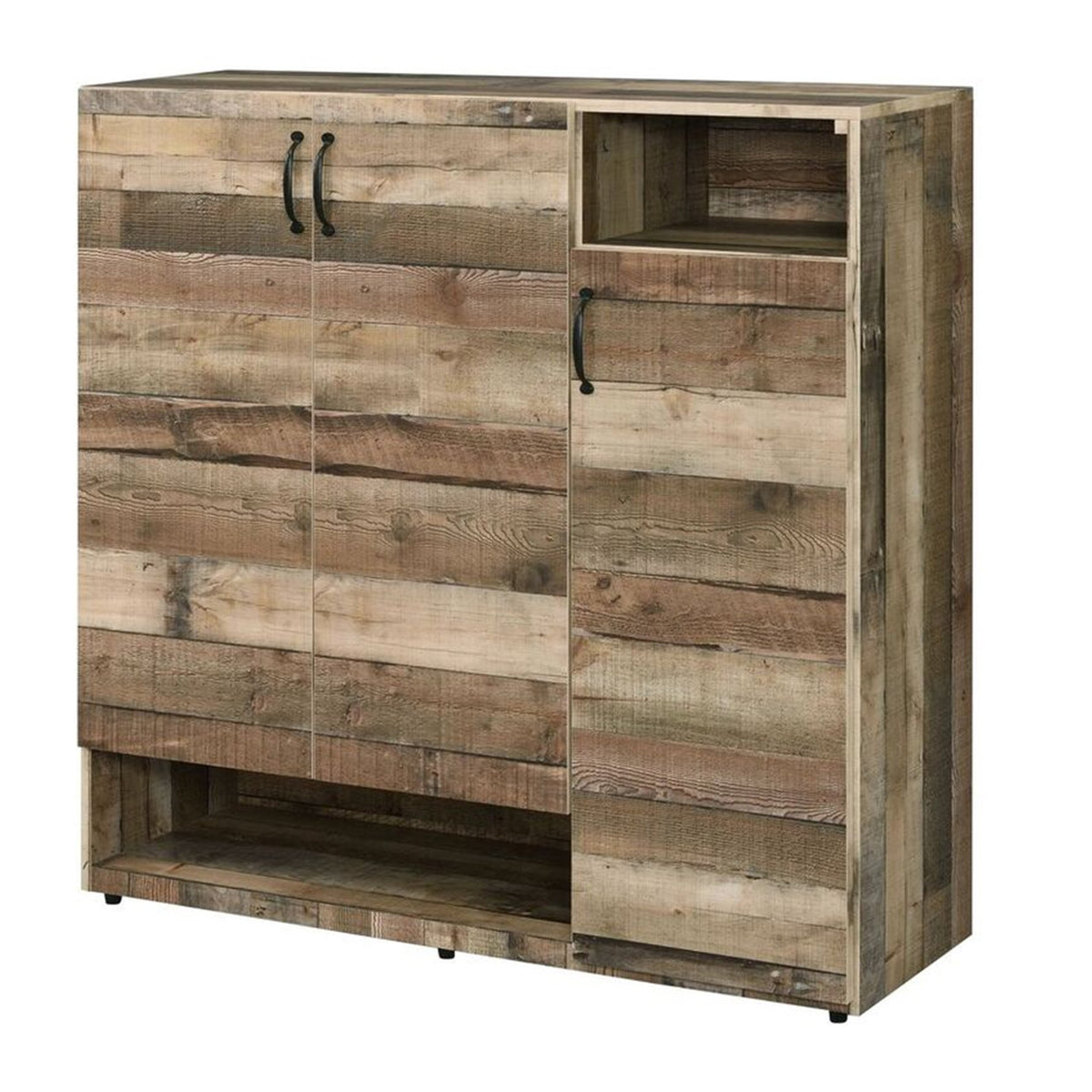 3 Door Wooden Shoe Cabinet with Multiple Storage Compartments in Brown - BM211131