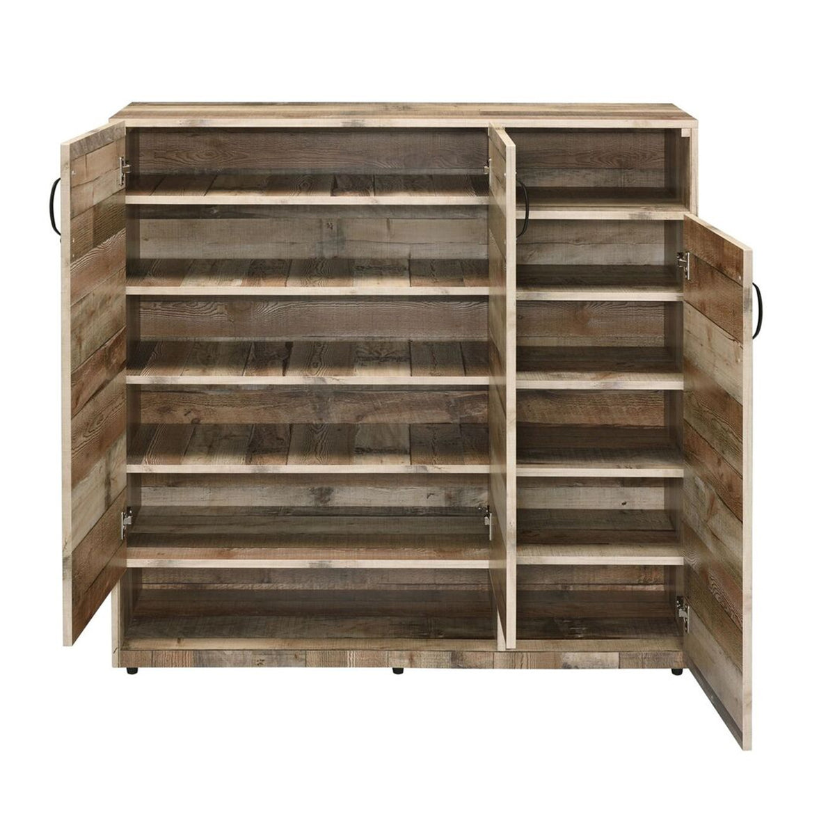 3 Door Wooden Shoe Cabinet with Multiple Storage Compartments in Brown - BM211131