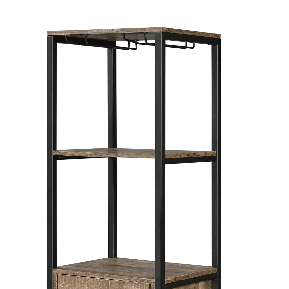 Industrial Wood and Metal Wine Rack with 3 Compartments in Brown and Black - BM211138
