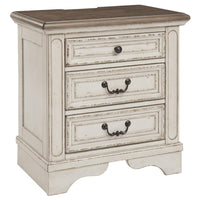 Transitional Wooden Three Drawer Nightstand with Open Platform Top in White - BM213305