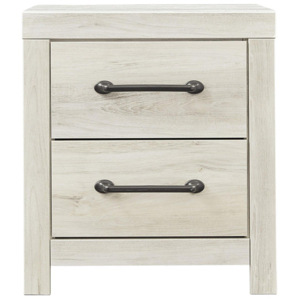 Transitional Wooden Two Drawer Setup Nightstand with Bar Handles in White - BM213351