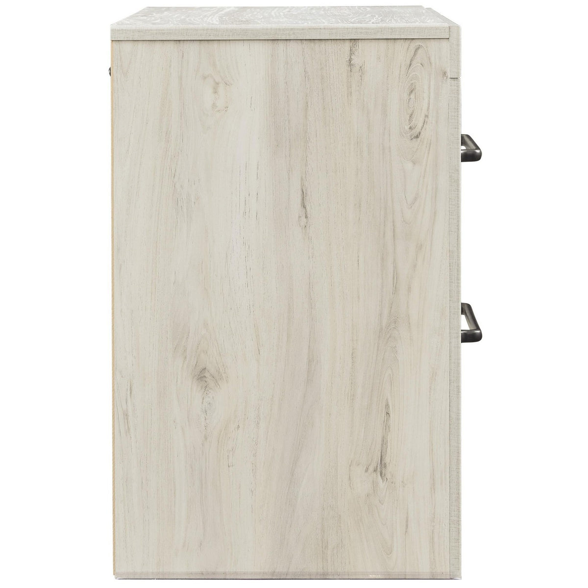 Transitional Wooden Two Drawer Setup Nightstand with Bar Handles in White - BM213351