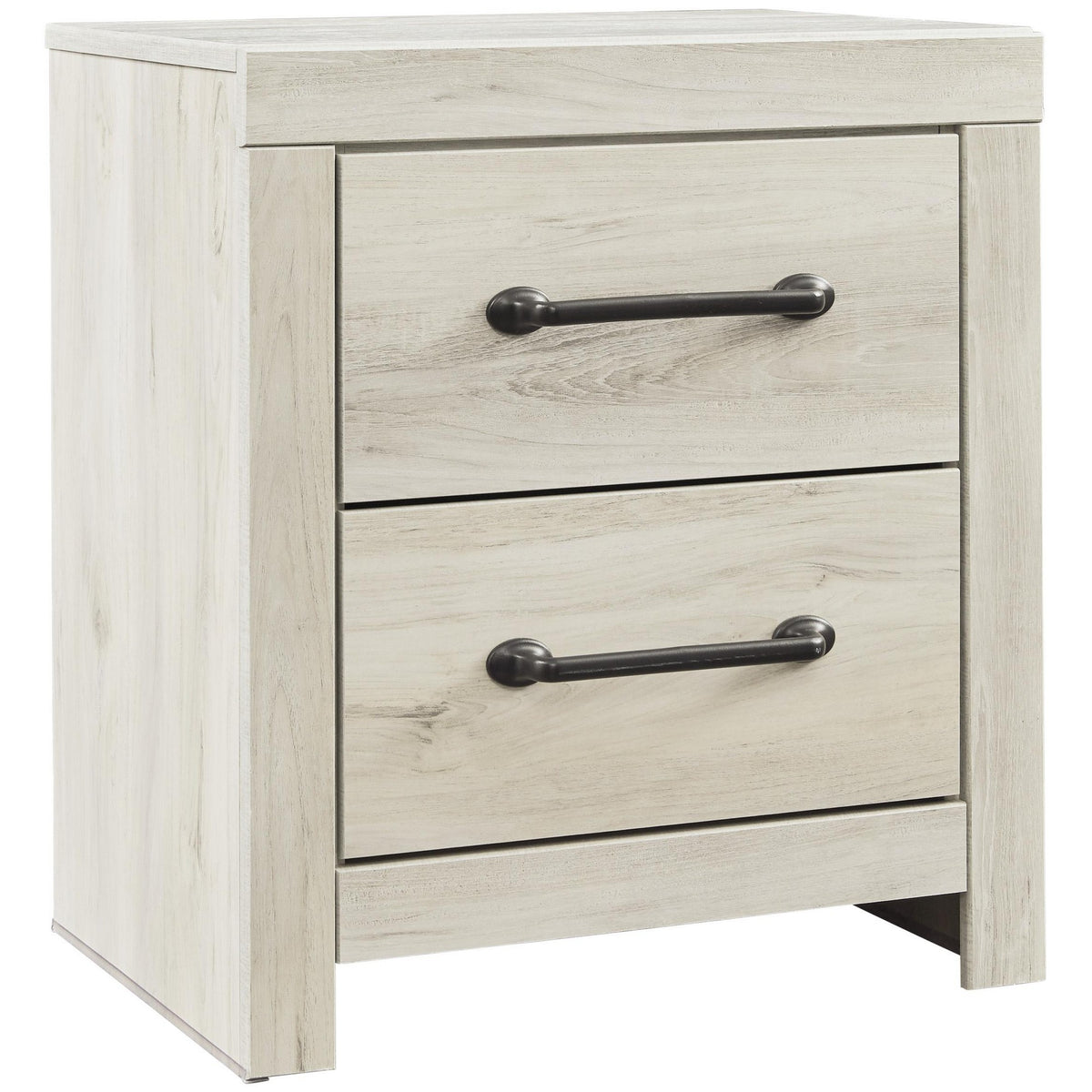 Transitional Wooden Two Drawer Setup Nightstand with Bar Handles in White - BM213351