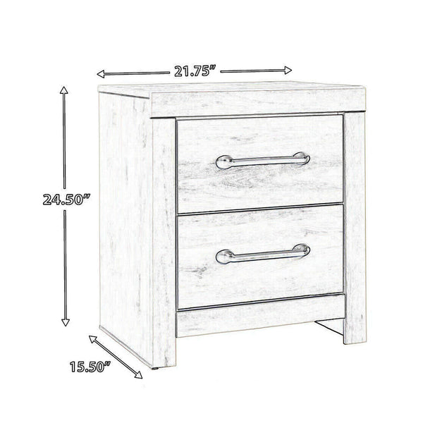 Transitional Wooden Two Drawer Setup Nightstand with Bar Handles in White - BM213351