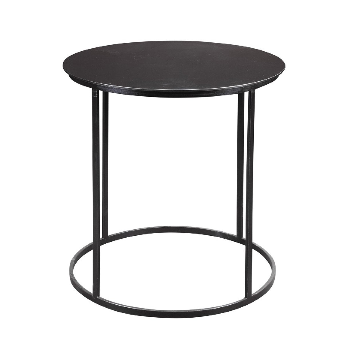 Round Metal Frame Side Table with Tubular Legs, Black - BM214005