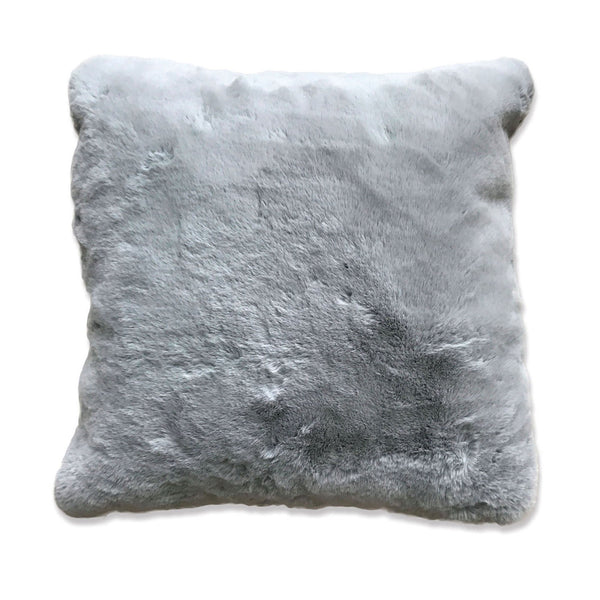 20 X 20 Inch Fabric Accent Pillow with Fur Like Texture, Light Gray - BM214113