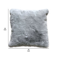 20 X 20 Inch Fabric Accent Pillow with Fur Like Texture, Light Gray - BM214113