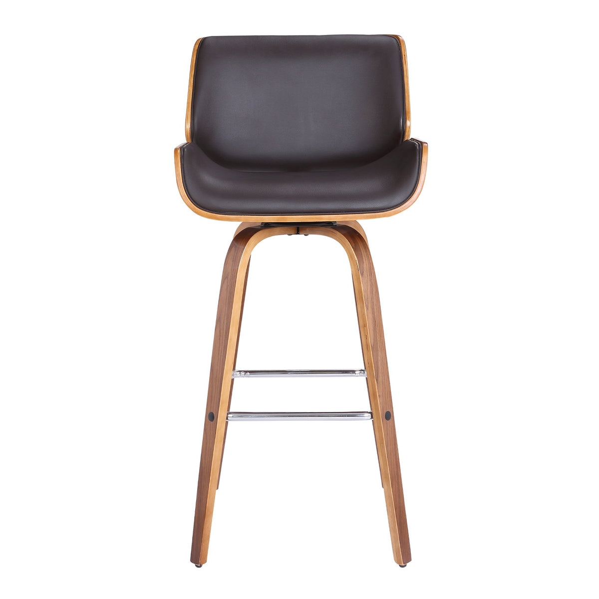 Bar Height Wooden Swivel Barstool with Leatherette Seat, Black and Brown - BM214498