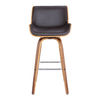 Bar Height Wooden Swivel Barstool with Leatherette Seat, Black and Brown - BM214498