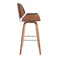 Bar Height Wooden Swivel Barstool with Leatherette Seat, Black and Brown - BM214498