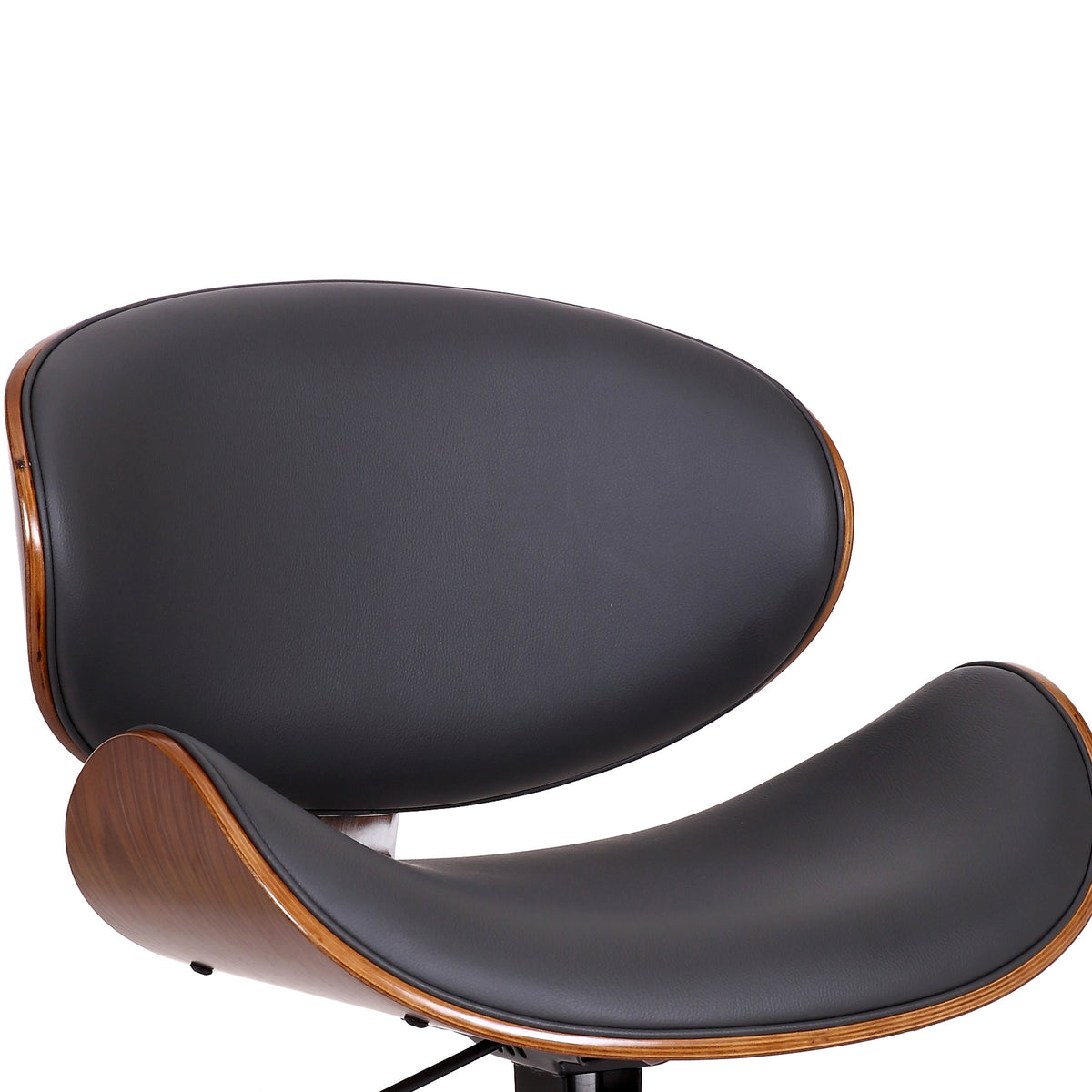 Wooden and Metal Office Chair with Curved Leatherette Seat,Black and Silver - BM214502