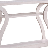Rectangular Top Wooden Frame Console Table with 2 Bottom Shelves, Off White - BM214730