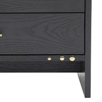 2 Drawer Wooden Nightstand with Brass Handles and Accents, Gray - BM214755