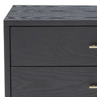 2 Drawer Wooden Nightstand with Brass Handles and Accents, Gray - BM214755