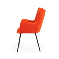 Fabric Upholstered Dining Chair with Winged Back and Curved Arms, Orange - BM214799