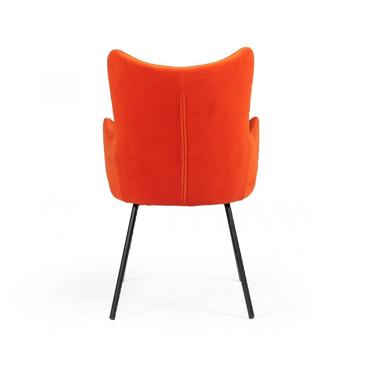 Fabric Upholstered Dining Chair with Winged Back and Curved Arms, Orange - BM214799