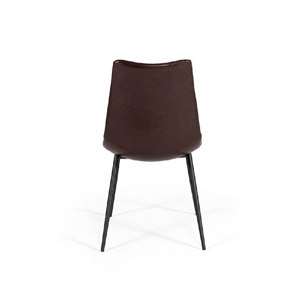 Leatherette Dining Chair with Horizontal Stitching, Set of 2, Brown - BM214813