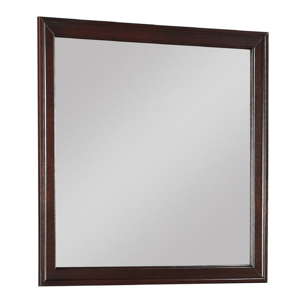 Rectangular Molded Wooden Frame Dresser Top Mirror, Cherry Brown and Silver - BM215171