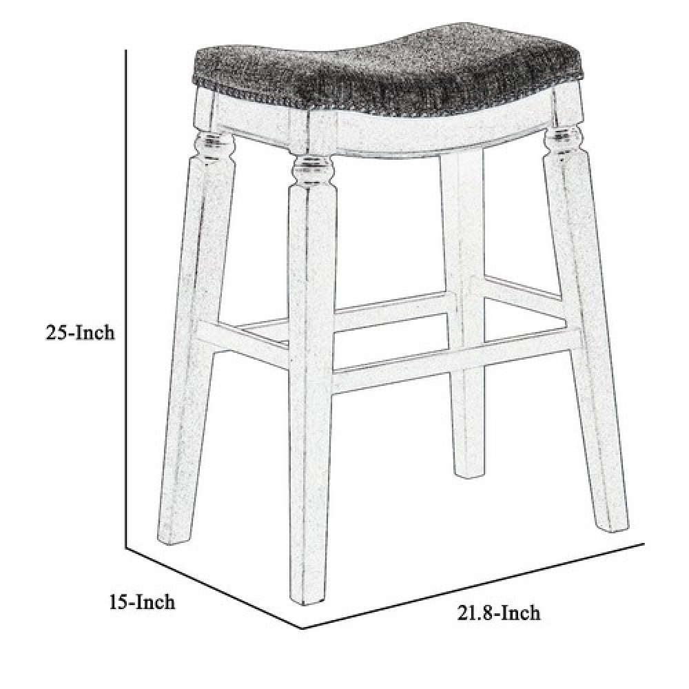 Nailhead Fabric Upholstered Counter Stool with Saddle Seat, Set of 2, Gray - BM215191