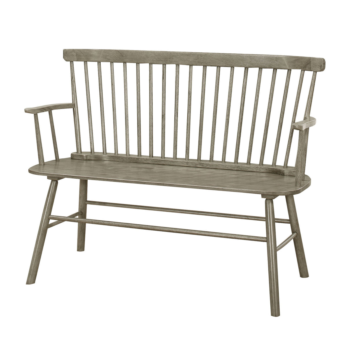 Transitional Style Curved Design Spindle Back Bench with Splayed Legs,Gray - BM215323