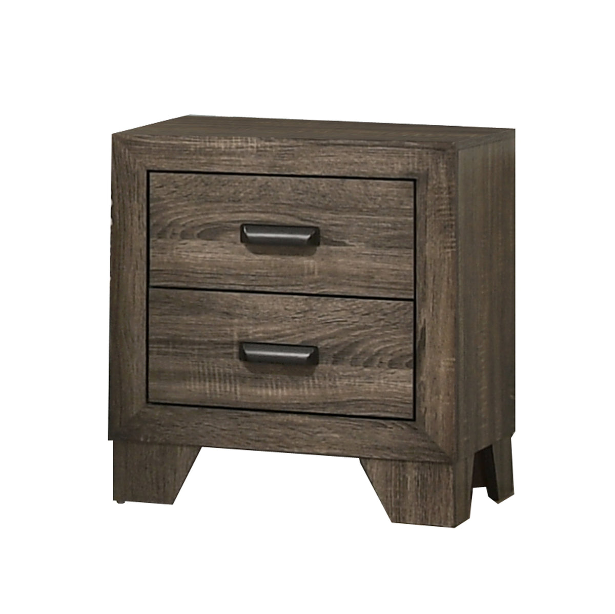 2 Drawer Wooden Nightstand with Metal Handles and Bracket Legs, Brown - BM215413