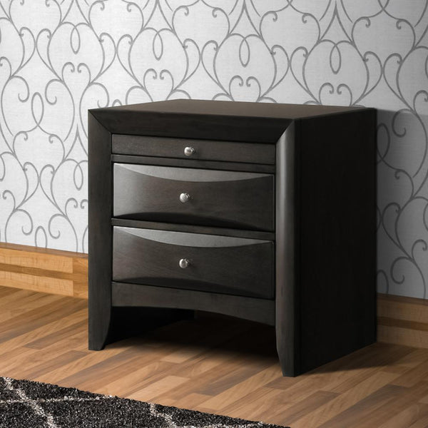 Wooden Nightstand with Two Drawers and Pull Out Tray, Brown - BM215466