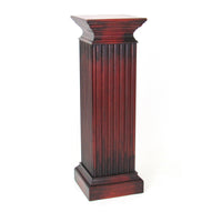 Square Shaped Column Pedestal with Reeded Design, Brown - BM215617