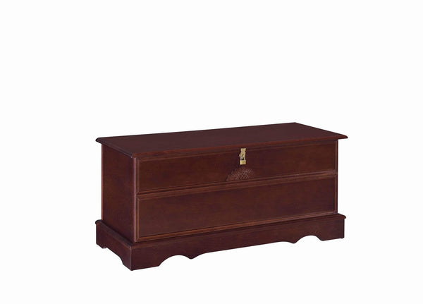 Traditional Style Lift Top Wooden Chest with Locking Lid, Dark Brown - BM215984