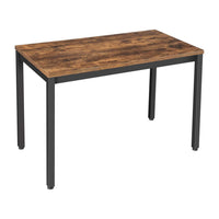 47 Inch Rectangular Wood Top Writing Desk, Iron Legs, Rustic Brown, Black - BM217108