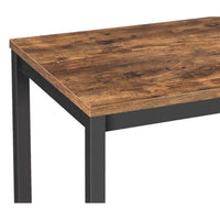 47 Inch Rectangular Wood Top Writing Desk, Iron Legs, Rustic Brown, Black - BM217108