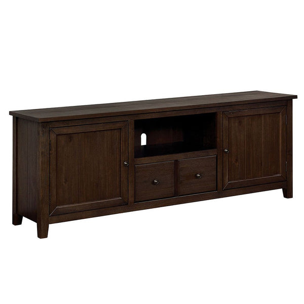 Transitional Wooden TV Stand with Display and Storage Space, Brown - BM217801