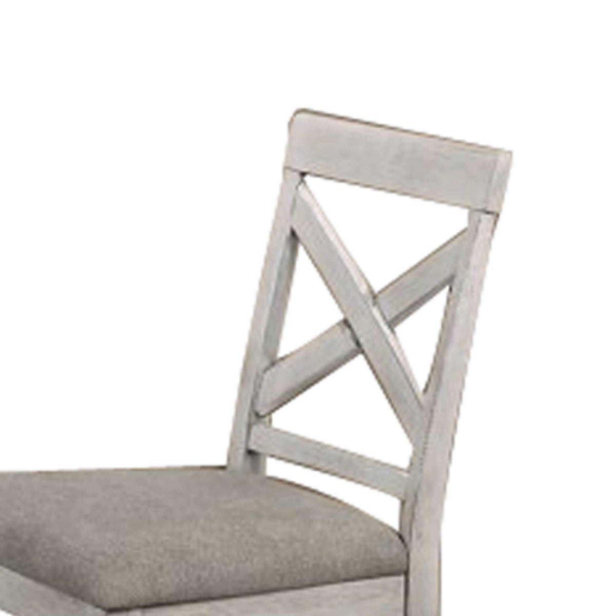 Wooden Counter Chairs, X Shaped Backrest, Padded Seat, Set of 2, White, Gray - BM218104