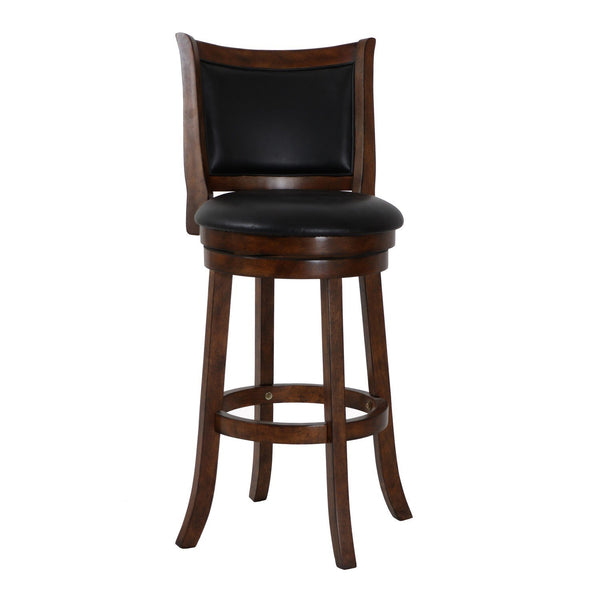 Curved Swivel Barstool with Leatherette Padded Seating, Brown and Black - BM218129