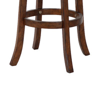 Curved Swivel Barstool with Fabric Padded Seating, Brown and Beige - BM218131