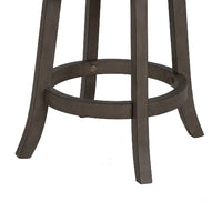 Curved Lattice Back Counter Stool with Leatherette Seat, Gray and Black - BM218143