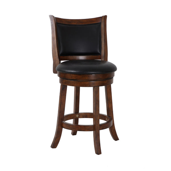 Curved Swivel Counter Stool with Leatherette Padded Seating,Brown and Black - BM218144