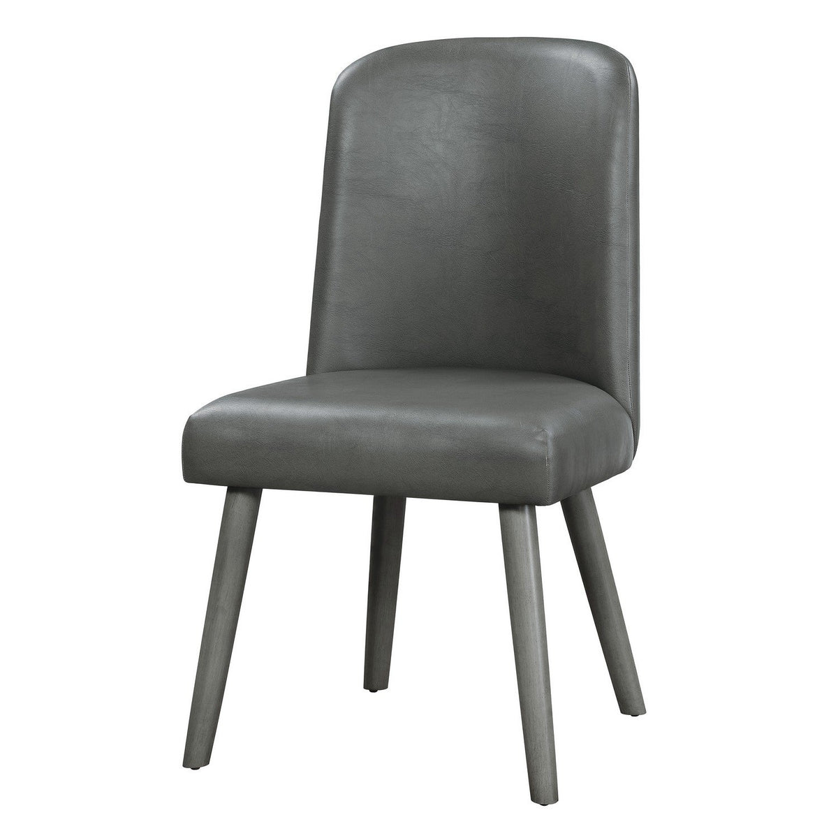 Leatherette Dining Chair with Splayed Wooden Legs, Set of  2, Gray - BM218606