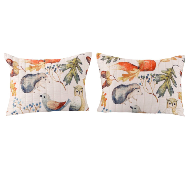 26 x 20 Inches Standard Pillow Sham with Fox and Owl Print, Multicolor - BM218820