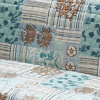 Reversible Loveseat Protector, Polyester, Coral Print, Elastic Strap, Blue - BM218854