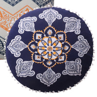 2 Piece Decorative Accent Throw Pillow Set, Embroidery, Cotton, Saffron Orange, Blue - BM218879