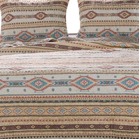 2 Piece Polyester Twin Quilt Set, Kilim Pattern, Multicolor - BM218907