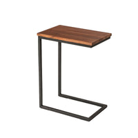 C Shaped End Table with Rectangular Wood Top, Brown and Black - BM219277