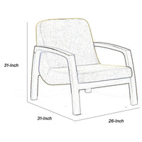 Wooden Lounge Chair with Block Legs and Padded Seat, Yellow - BM219288