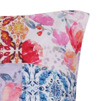 12 Inch Hand Painted King Pillow Sham, Set of 2, Multicolor Floral Print - BM219425