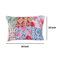 12 Inch Hand Painted King Pillow Sham, Set of 2, Multicolor Floral Print - BM219425