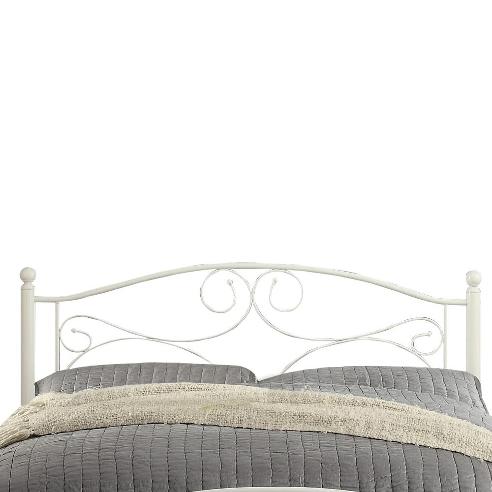 Metal Full Size Platform Bed with Scrollwork Details, White - BM219738