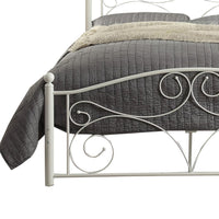 Metal Full Size Platform Bed with Scrollwork Details, White - BM219738