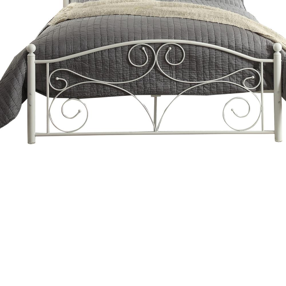 Metal Full Size Platform Bed with Scrollwork Details, White - BM219738