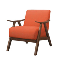 Fabric Upholstered Accent Chair with Curved Armrests, Orange - BM219776